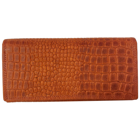 KOŽENÁ PENĚŽENKA CROCO BRICK RED
