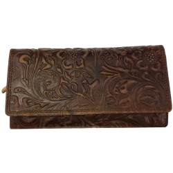 KOŽENÁ PENĚŽENKA KVĚTY DARK BROWN
