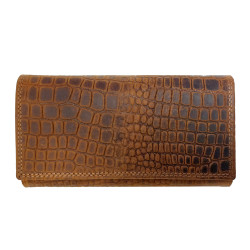 KOŽENÁ PENĚŽENKA CROCO CAMEL S KLOPOU