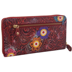 DÁMSKÁ PENÁLOVÁ PENĚŽENKA KVĚTOVANÁ ČERVENÁ