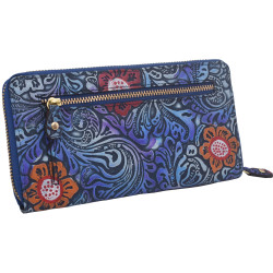 DÁMSKÁ PENÁLOVÁ PENĚŽENKA KVĚTOVANÁ MODRÁ