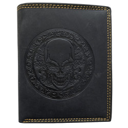 KOŽENÁ PENĚŽENKA PIRÁTSKÝ ORNAMENT BLACK