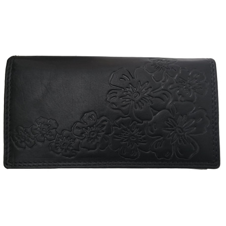 Kožená peněženka KVĚTY BLACK