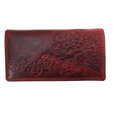 Kožená peněženka KVĚTY RED