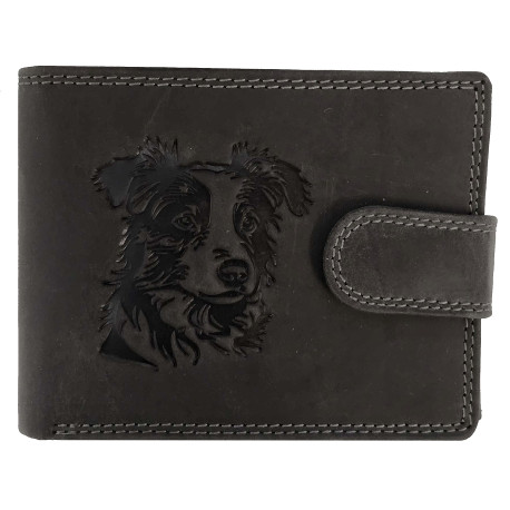 Kožená peněženka Australský Ovčák černý