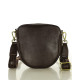 KOŽENÁ KABELKA PŘES RAMENO S ŠIROKÝM POPRUHEM DARK BROWN
