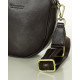 KOŽENÁ KABELKA PŘES RAMENO S ŠIROKÝM POPRUHEM DARK BROWN