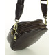 KOŽENÁ KABELKA PŘES RAMENO S ŠIROKÝM POPRUHEM DARK BROWN