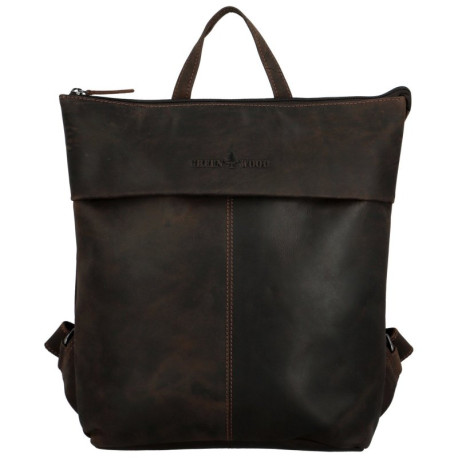 Kožený batoh GREEN WOOD DARK BROWN