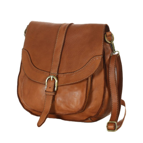 Italská kožená kabelka přes rameno RETRO tan