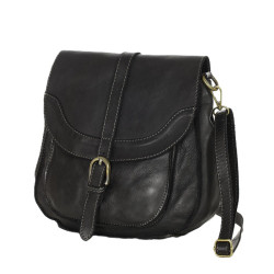 Italská kožená kabelka přes rameno RETRO black