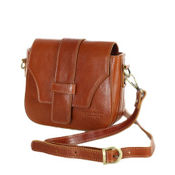 Italská kožená kabelka přes rameno VERONA tan