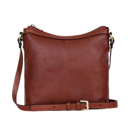 Kožená kabelka crossbody HEXAGONA koňaková