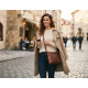 Kožená kabelka crossbody HEXAGONA koňaková