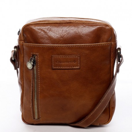 Pánská kožená crossbody koňaková