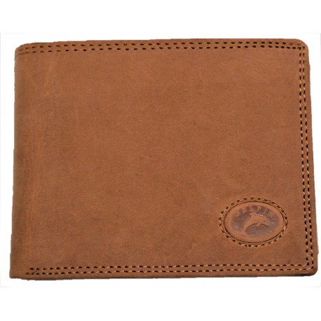 Kožená hnědá peněženka delfín