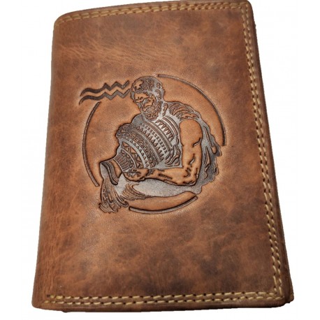 Kožená peněženka znamení zvěrokruhu - Vodnář