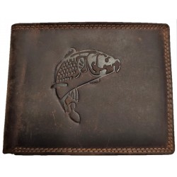 Kožená hnědá peněženka kapr