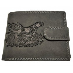 Lovecká šedá kožená peněženka pes