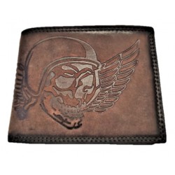 Kožená hnědá peněženka lebka