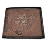 Kožená hnědá peněženka lebka