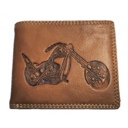 Pánská kožená peněženka motorka hnědá