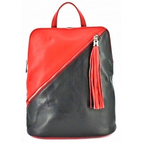 Dámský kožený batoh červený