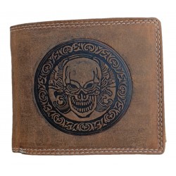Luxusní kožená peněženka s lebkou