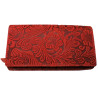 Dámská kožená peněženka kytka červená