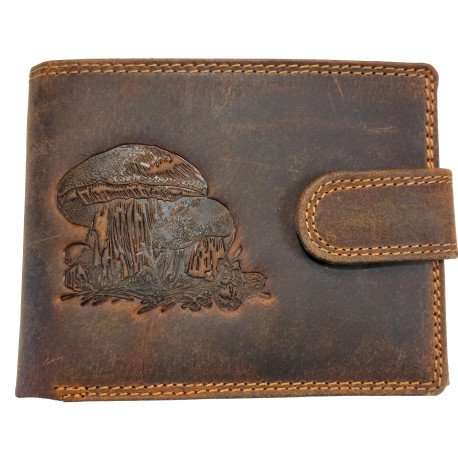 Kožená peněženka  hřiby brown