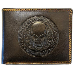 Kožená peněženka se znakem pirátské mince black