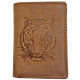 Kožená hnědá peněženka tygr