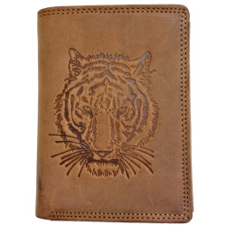 Kožená hnědá peněženka tygr