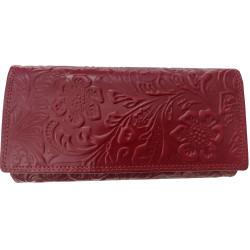 Kožená peněženka květy RED BORDO