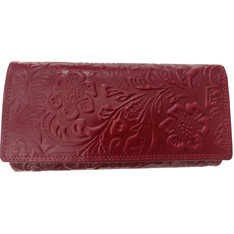 Kožená peněženka květy RED BORDO